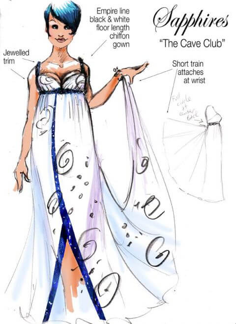 Sketch of costume from musical 'The Sapphires'