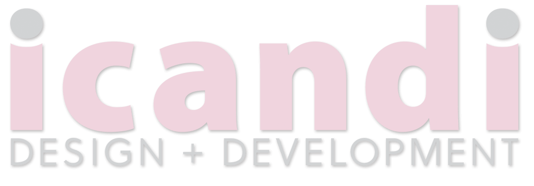 light pink (ballet pink) and light gray logo: icandi Design + Development